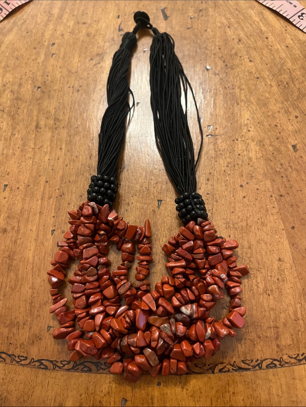 Multi-Strand Red Gemstone Chip Statement Necklace Boho